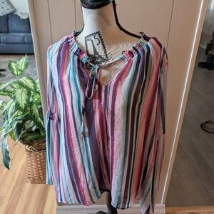 Jennifer Lopez Vibrant Striped Blouse